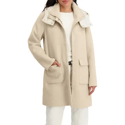Tahari Bristol Wool Blend Coat With Removable Hood In Neutral