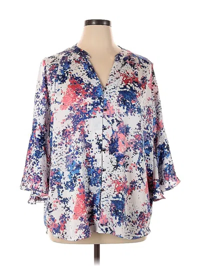 Pre-owned Tahari By Asl 3/4 Sleeve Blouse In Blue