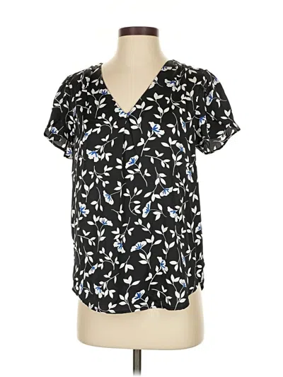 Pre-owned Tahari By Asl Short Sleeve Blouse In Black