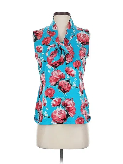 Pre-owned Tahari By Asl Sleeveless Blouse In Blue