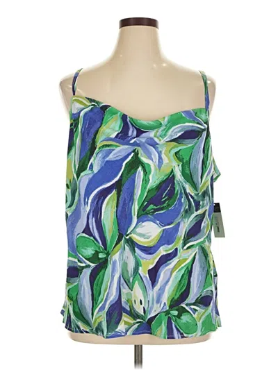 Tahari By Asl Tank Top Blue Strapless Neckline Tops