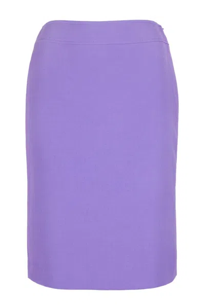 Tahari By Asl Women's Mid Waist Slit Side Solid Crepe Skirt In Ultra Violet In Multi