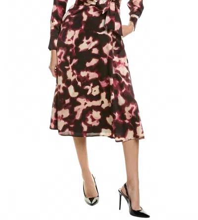 Tahari By Asl Women's Surplice Tie Waist Midi A Line Satin Dress In Mulberry Black In Blue