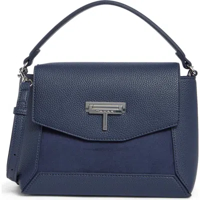 Tahari Carley Faux Leather Flap Satchel In Midnight