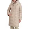 Tahari Casey Hooded Bib Puffer Coat In Neutral