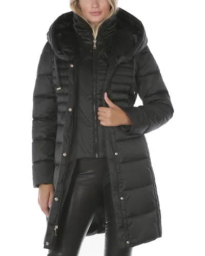 Tahari Casey Hooded Puffer Coat In Blue