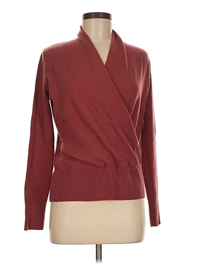 Pre-owned Tahari Cashmere Cardigan Sweater In Burgundy