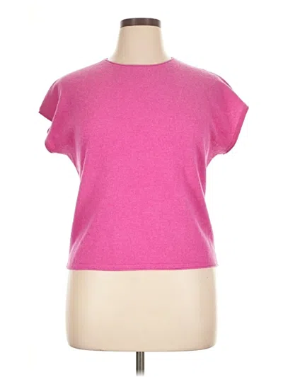 Pre-owned Tahari Cashmere Cardigan Sweater In Pink