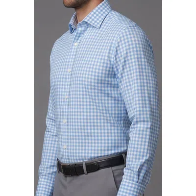 Tahari Checkered Dress Shirt In Blue