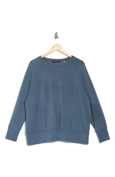 Tahari Crewneck Scuba Sweatshirt In Deep Slate Blue