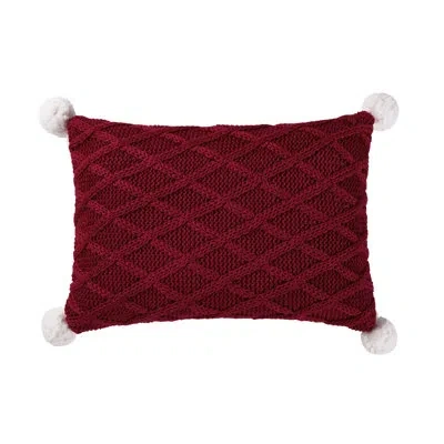 Tahari Diamond 24" X 24" Knit Sherpa Decorative Pillow In Chili Pepper;chili
