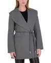 Tahari Women's Doubled-faced Wool Blend Wrap Coat