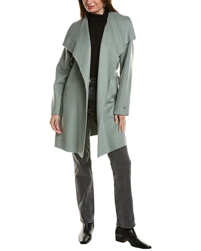 Tahari Ella Wool-blend Wrap Coat In Green