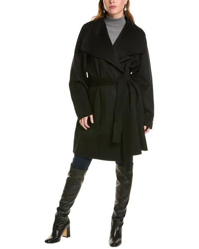 Tahari Ella Wool-blend Wrap Coat In Black