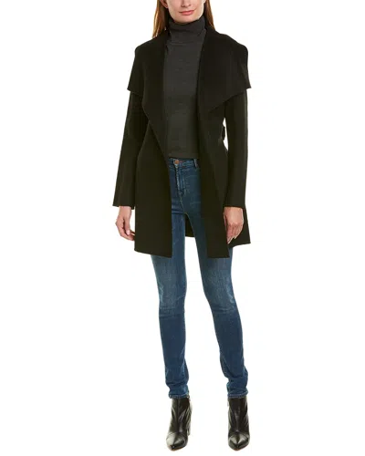Tahari Ella Wool-blend Wrap Coat In Black