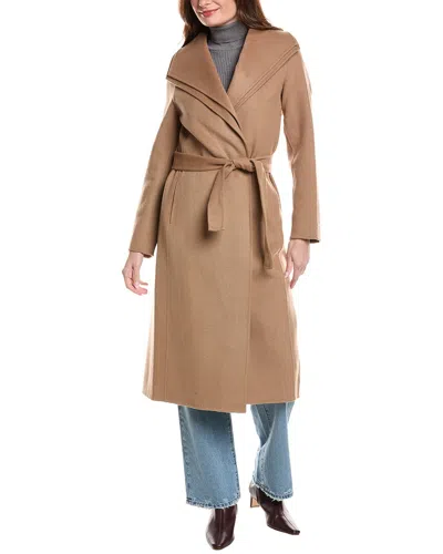 Tahari Elliot Long Wool-blend Coat In Brown