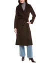 Tahari Elliot Long Wool-blend Coat In Brown