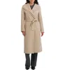 Tahari Elliot Tie Waist Wool Blend Coat In Neutral