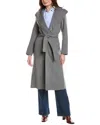 Tahari Elliot Wool-blend Wrap Coat In Gray