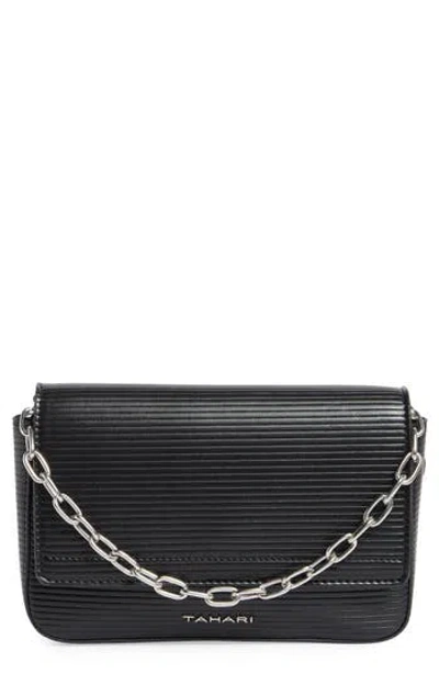 Tahari Essex St. Boxy Sling Crossbody Bag With Pouch In Black Embossed