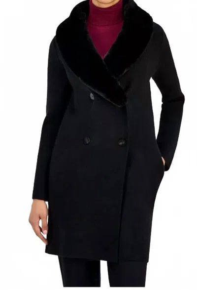 Tahari Faux Fur Shawl Collar Jacket In Black