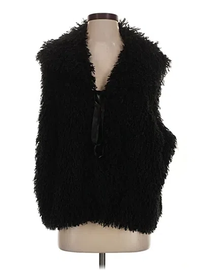 Pre-owned Tahari Faux Fur Vest In Black