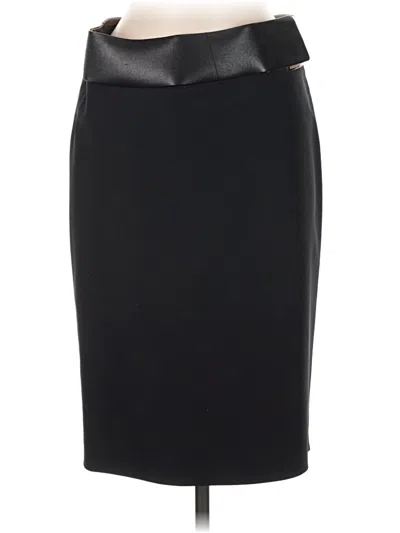 Pre-owned Tahari Faux Leather Skirt In Black