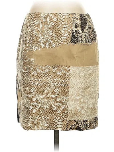 Pre-owned Tahari Faux Leather Skirt In Brown