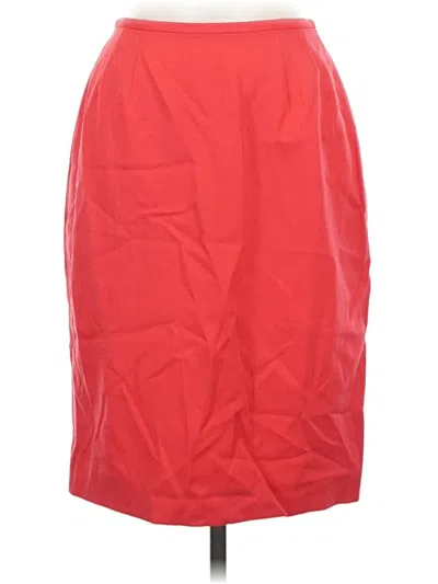 Pre-owned Tahari Faux Leather Skirt In Red