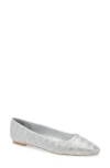Tahari Faux Raffia Ballerina Flat In Silver