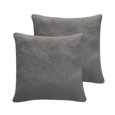 Tahari Fluff 2-pack Faux Rabbit Fur Decorative Pillow Set In Smoked Pearl