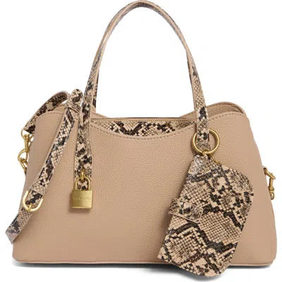 Tahari Gemma Faux Leather Satchel In Almond