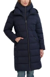 Tahari Greta Longline Hooded Coat In Blue