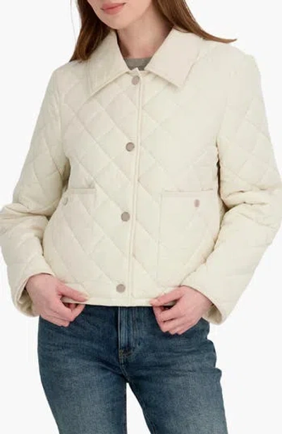Tahari Haly Corduroy Collar Quilted Jacket In White