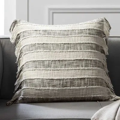 Tahari Home Ariel Black Fringe Stripe Decorative Pillow, 20" X 20"