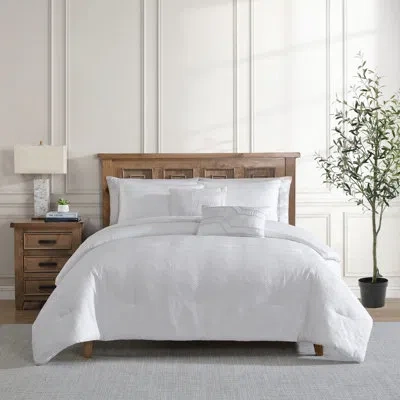 Tahari Home Blanca 5-piece Bright White Jacquard Geometric Comforter Set In Bright White;bright White