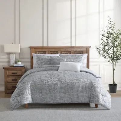 Tahari Home Lauren 5-piece Light Grey Jacquard Comforter Set In Gray