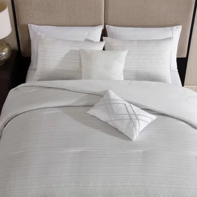 Tahari Home Marguerite 5-piece Grey Jacquard Comforter Set In White