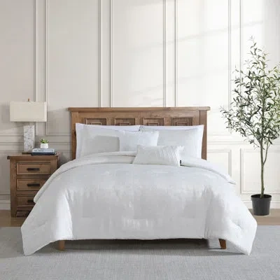Tahari Home Nikka 5-piece Jacquard Floral Comforter Set In Coconut Milk