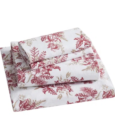 Tahari Home Toile 100% Cotton Flannel 3-pc. Sheet Set, Twin In Red