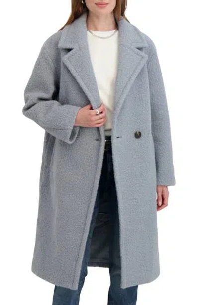 Tahari Ivy Double Breasted Longline Coat In Blue