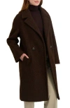 Tahari Ivy Double Breasted Longline Coat In Brown