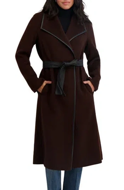 Tahari Juliette Wool Blend Coat In Brown
