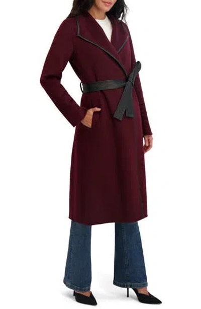 Tahari Juliette Wool Blend Coat In Burgundy