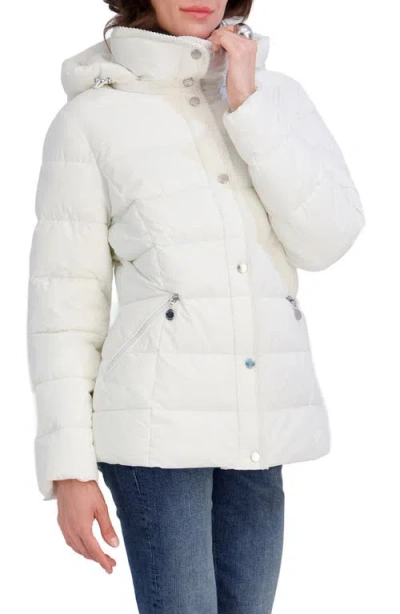 Tahari June Hooded Puffer Jacket In Ivory