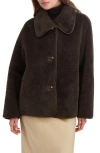 Tahari Kai Reversible Faux Shearling Jacket In Brown