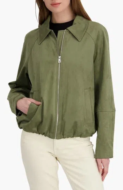 Tahari Kora Faux Suede Jacket In Green