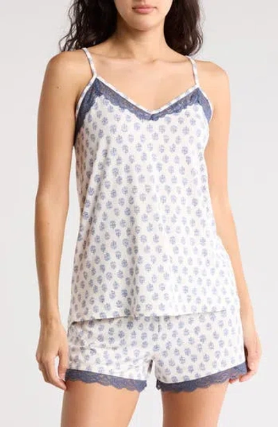 Tahari Lace Trim Short Pajamas In Blue