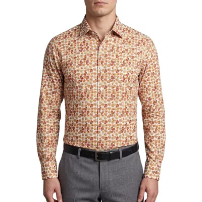 Tahari Leaves Print Dress Shirt In Orange