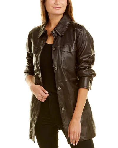 Tahari Liv Leather Jacket In Brown